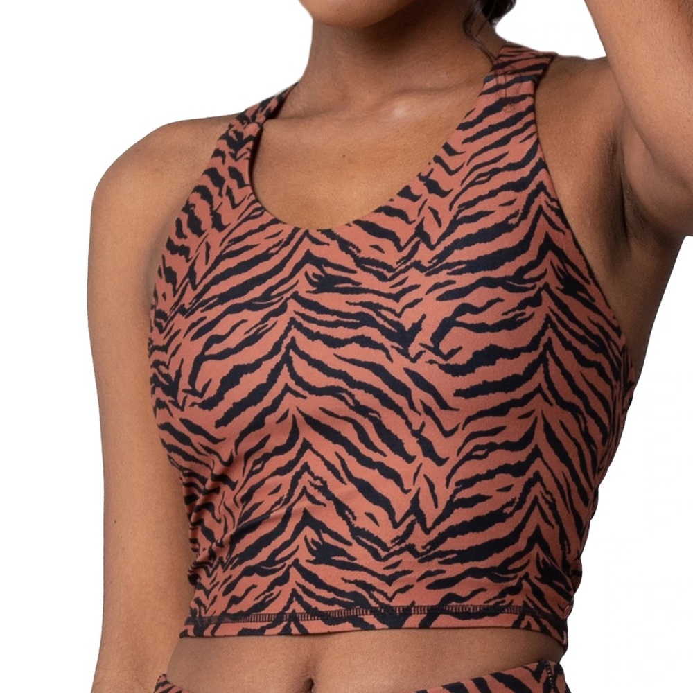 KYODAN Ladies Tiger Animal Print Crop Bra Top S
